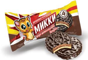 Печенье-Сэндвич Микки шоколадный брауни глазир. 100г
