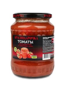 Томаты неочищенные в том. соке Краснодарочка ГОСТ 650гр ст/б 1*8