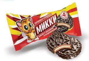 Печенье-Сэндвич Микки какао с молоком глазир. 100г