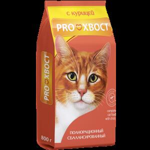 Сухой корм для кошек Прохвост с курицей, 800г