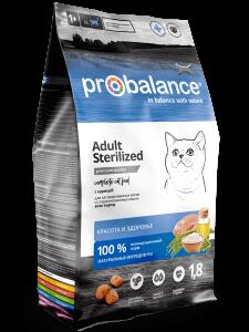 Probalance Sterilized, Сухой корм для стерилизованных и кастрированных кошек с курицей, 1,8кг