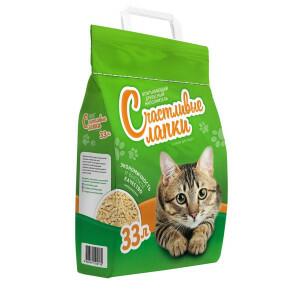 Счастливые Лапки наполн. 33л древесный 12кг