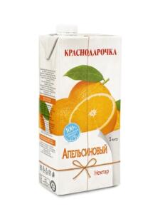 Нектар 1л тетра пак Апельсиновый Краснодарочка для дет пит. 1*12