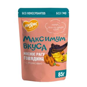 Пауч Мнямс Мясное Рагу с Говядиной и морковью для собак Максимум вкуса 85г