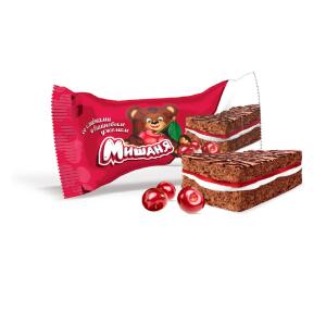 Пирожное бискв. Мишаня со сливками и вишневым джемом 1,75кг