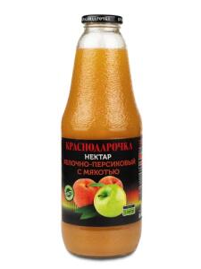 Нектар Яблочно-Персиковый Краснодарочка 1л ст/б 1*6