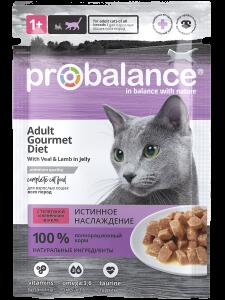 Консервированный корм для кошек Probalance Gourmet Diet, тунцом и лососем в соусе, 85г (28шт. в уп)