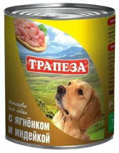 Трапеза конс д/собак Ягненок и Индейка 750г 1*9