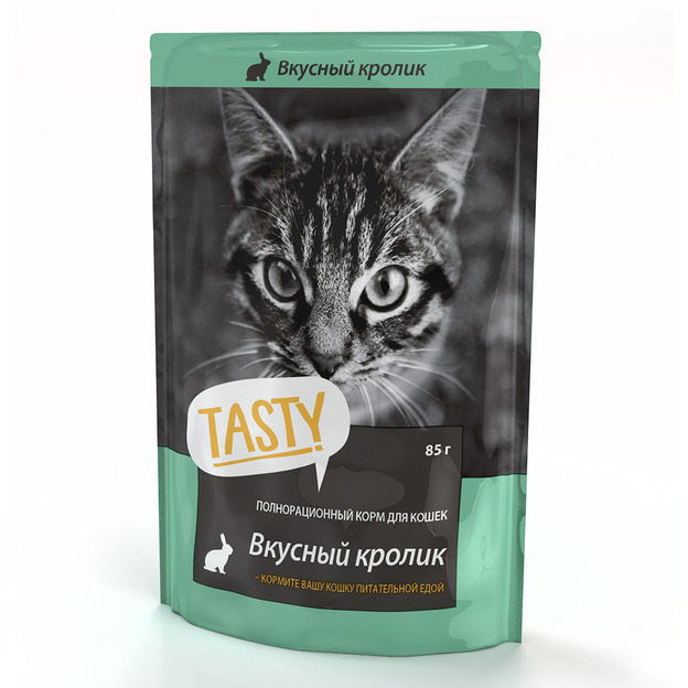 Tasty корм с кроликом в желе для кошек, пауч, 85 г