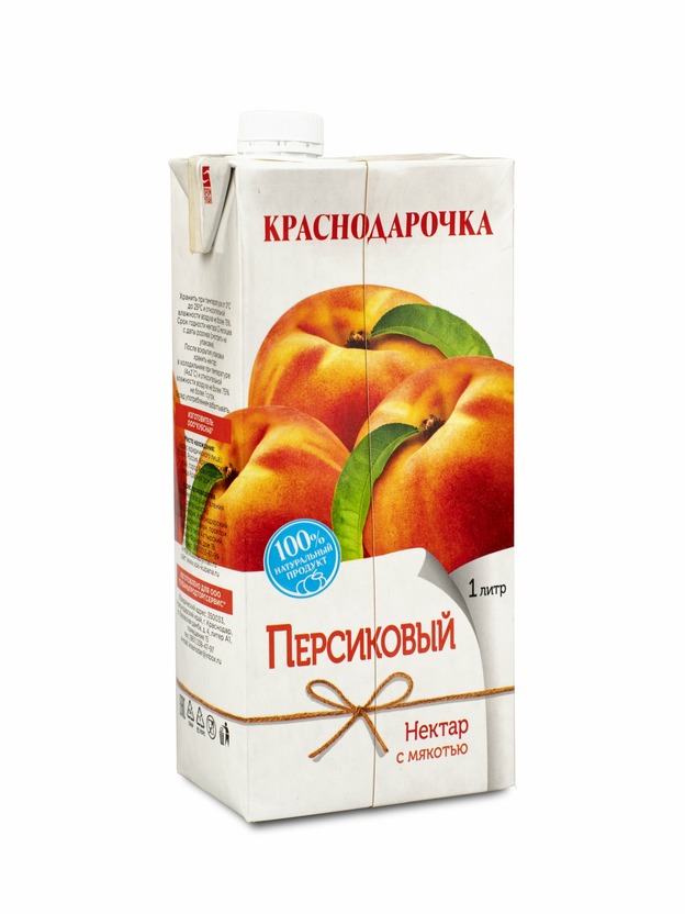 Нектар 1л тетра пак Персиковый Краснодарочка для дет.пит. 1*12