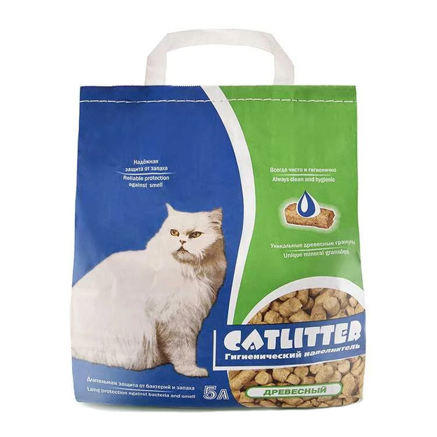 Наполнитель Catlitter впитывающий древесный, 5л