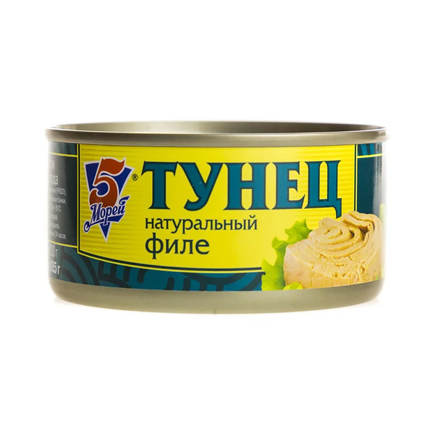 Тунец филе натур. 185г 5Морей 1*24