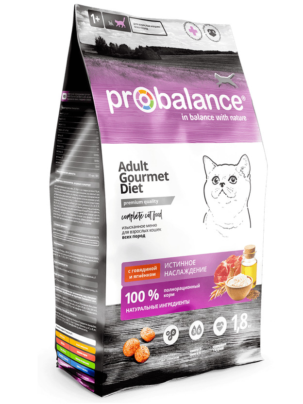 Probalance Gourmet Diet с говядиной и ягненком д/взр.кош 1,8кг